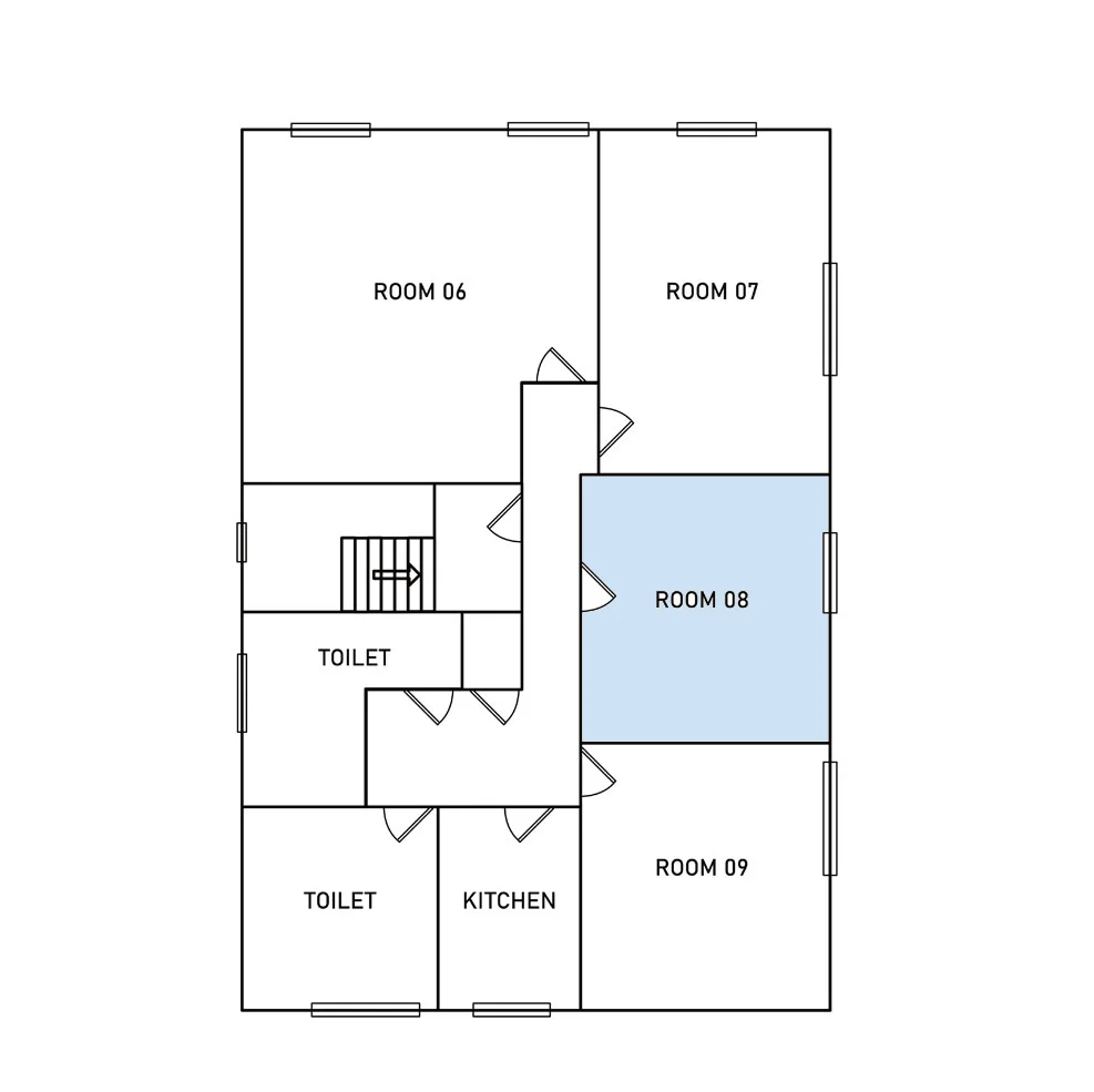 First floor plan with Room 8 highlighted