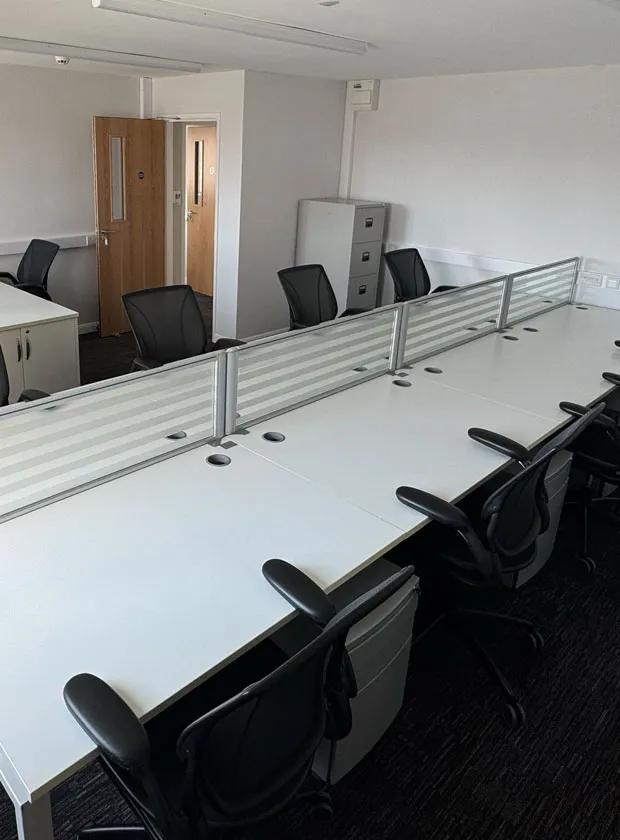 Serviced office with desks and storage